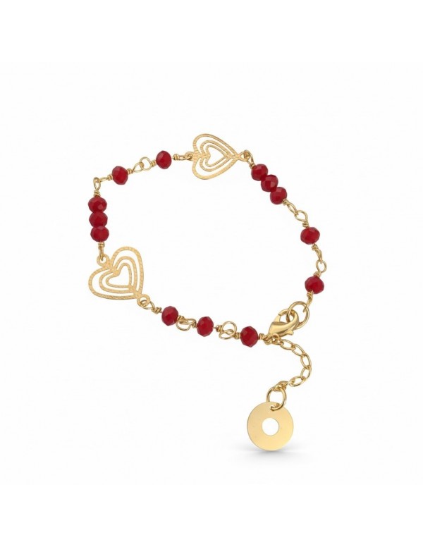 PULSERA BAÑADA EN ORO CRISTALES ROJOS