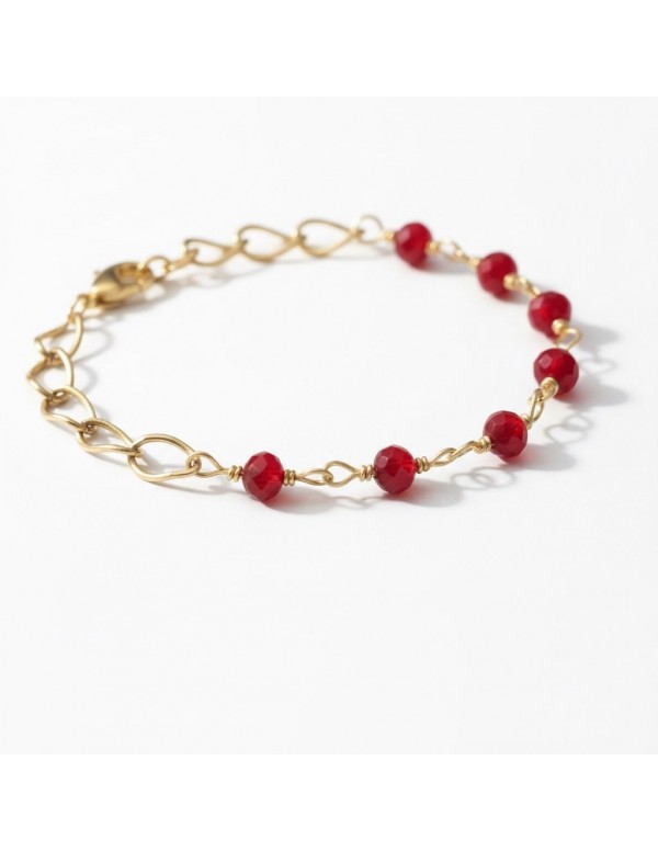 PULSERA BAÑADA EN ORO CRISTALES ROJOS