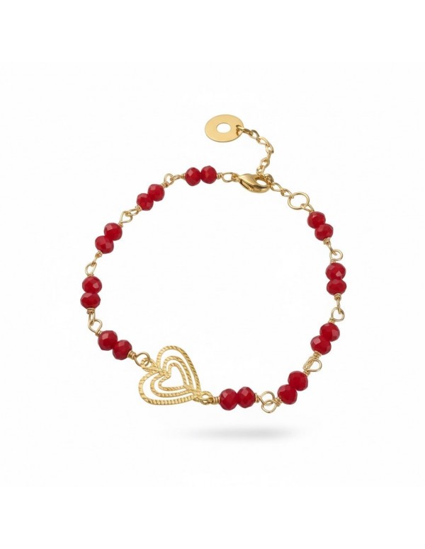 PULSERA BAÑADA EN ORO CRISTALES ROJOS