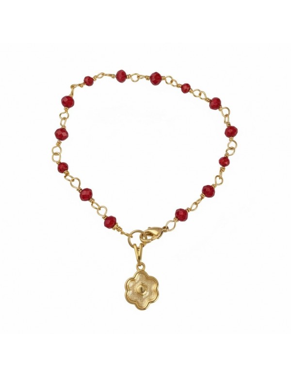 PULSERA BAÑADA EN ORO CRISTALES ROJOS