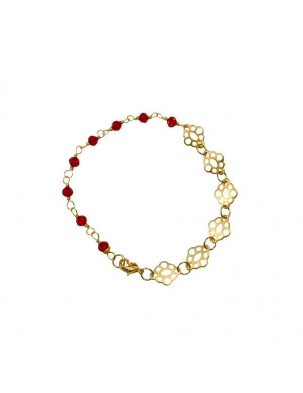 PULSERA BAÑADA EN ORO CRISTALES ROJOS