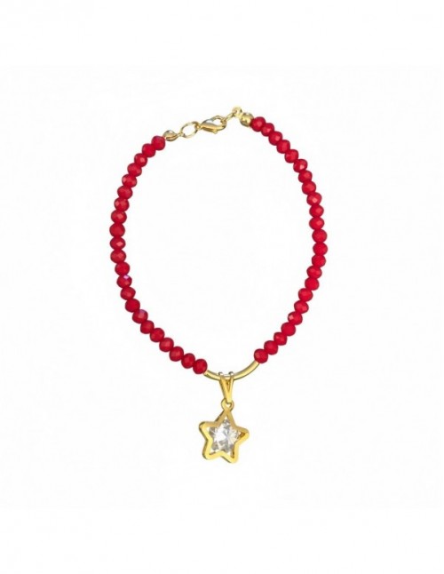 PULSERA BAÑADA EN ORO CRISTALES ROJOS