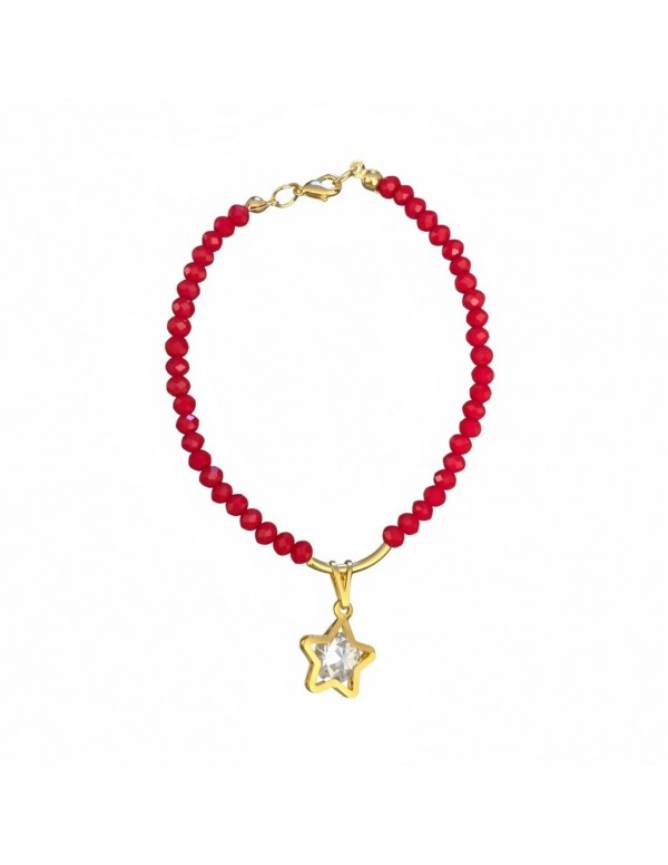PULSERA BAÑADA EN ORO CRISTALES ROJOS