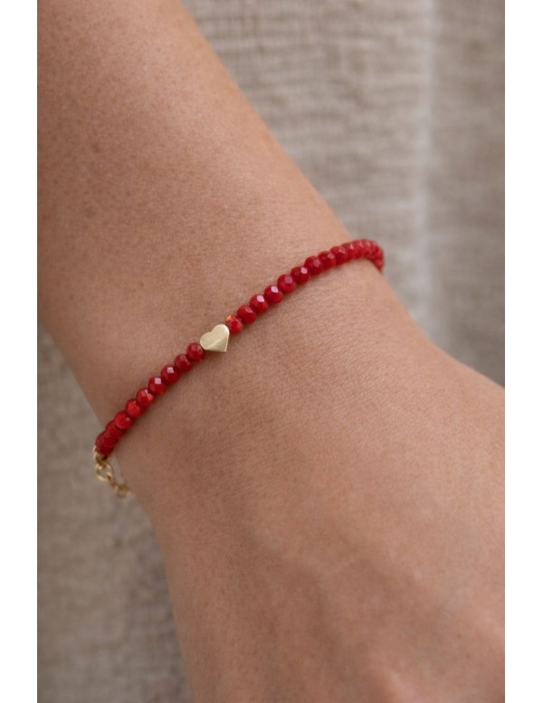 PULSERA BAÑADA EN ORO CRISTALES ROJOS