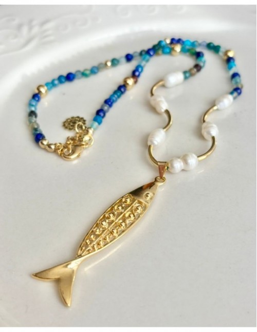 COLLARES BAÑADOS EN ORO DIJE PEZ