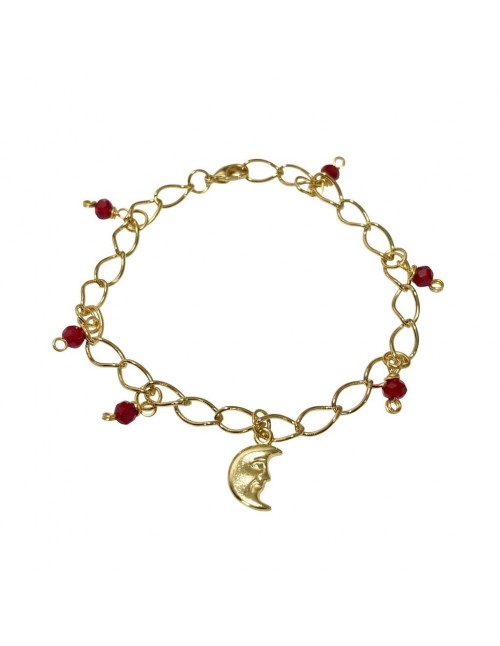 PULSERA BAÑADA EN ORO CRISTALES ROJOS