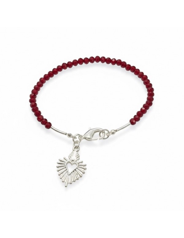 PULSERA BAÑADA EN PLATA CRISTAL ROJO