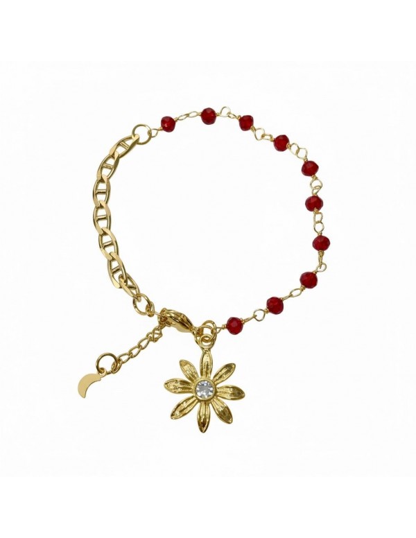 PULSERA BAÑADA EN ORO CRISTAL ROJO