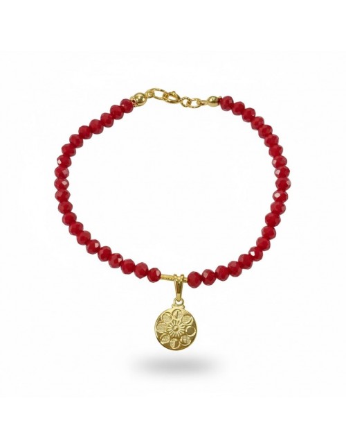 PULSERA BAÑADA EN ORO CRISTAL ROJO