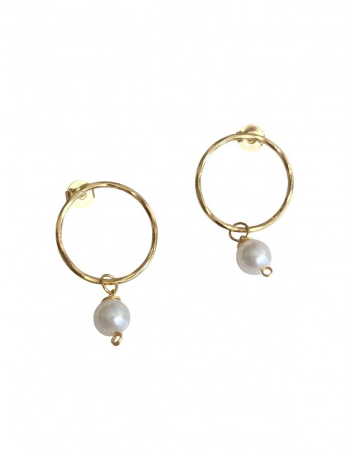 ARO BAÑADO EN ORO PIEDRA BLANCA