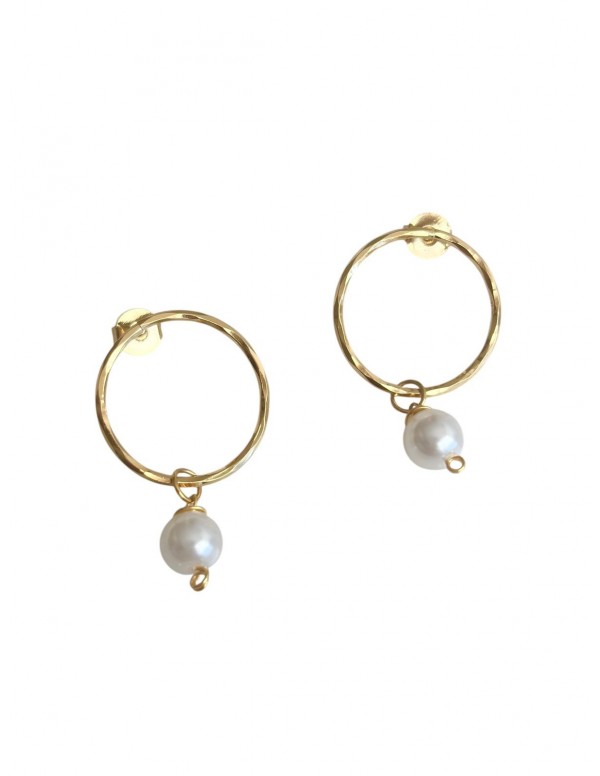 ARO BAÑADO EN ORO PIEDRA BLANCA