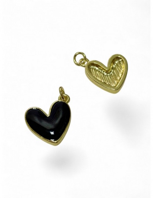 DIJE BAÑO DE ORO CORAZON NEGRO