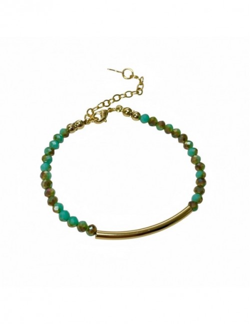PULSERA BAÑADA EN ORO PIEDRAS VERDES