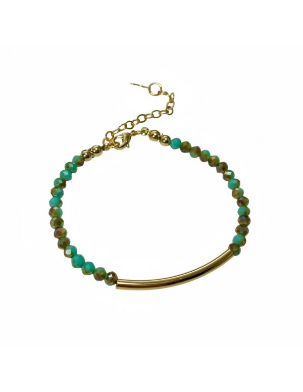 PULSERA BAÑADA EN ORO PIEDRAS VERDES