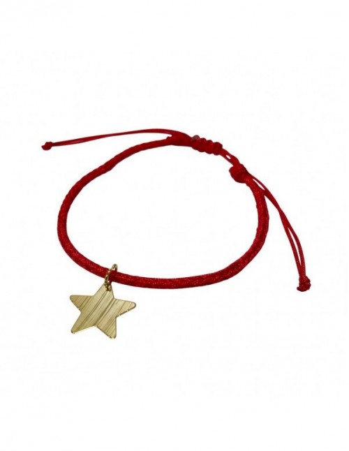 PULSERA BAÑADA EN ORO ROJA DIJE ESTRELLA