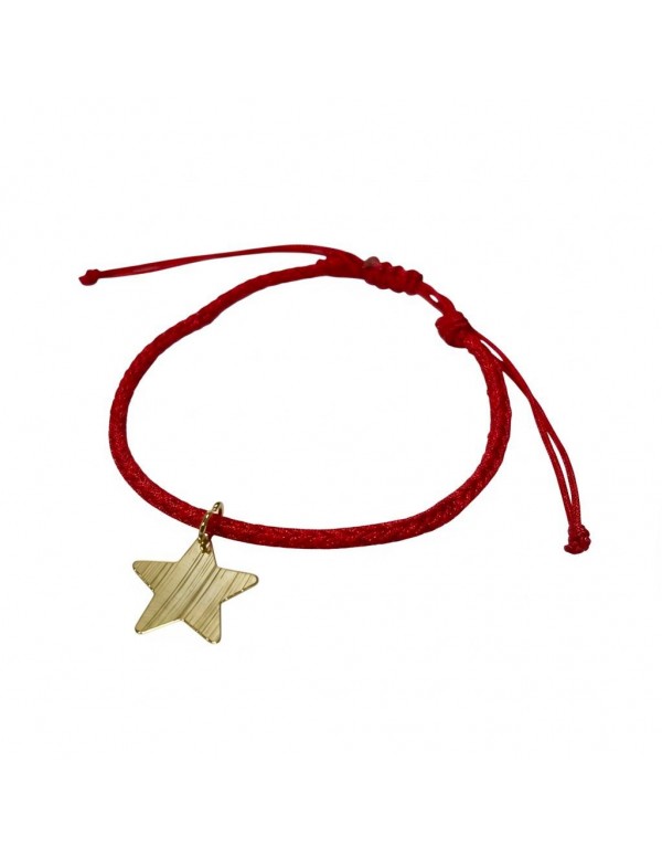 PULSERA BAÑADA EN ORO ROJA DIJE ESTRELLA