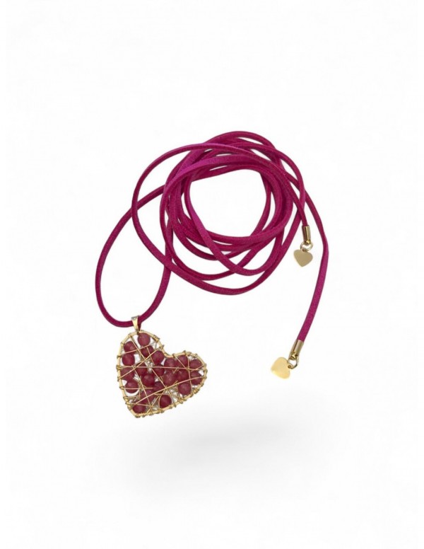 COLLAR BAÑADO EN ORO  CRISTALES ROJOS