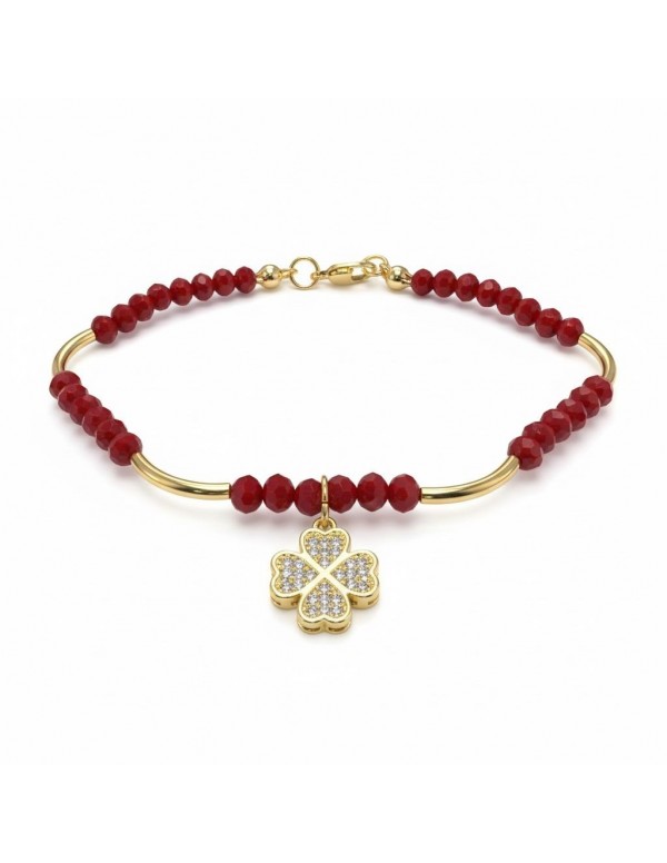 PULSERA BAÑADA EN ORO CRISTALES ROJOS