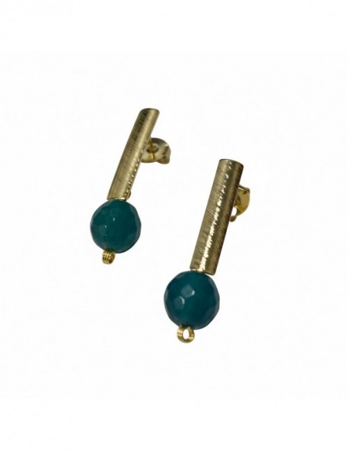 AROS BAÑADOS EN ORO PIEDRA AZUL