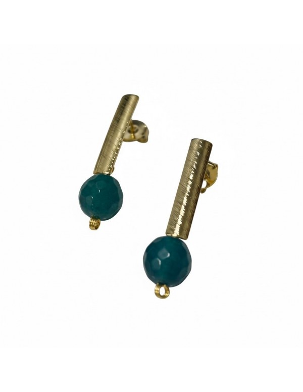 AROS BAÑADOS EN ORO PIEDRA AZUL