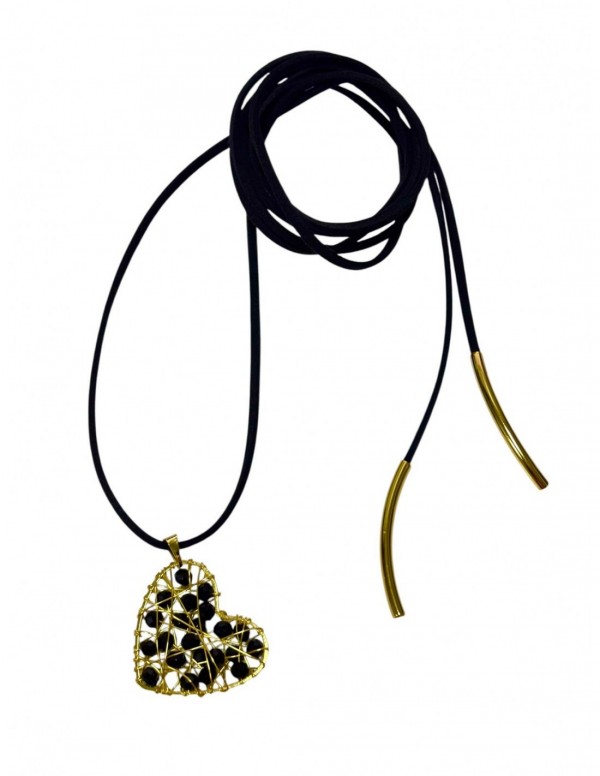 COLLAR BAÑADO EN ORO CORAZON NEGRO