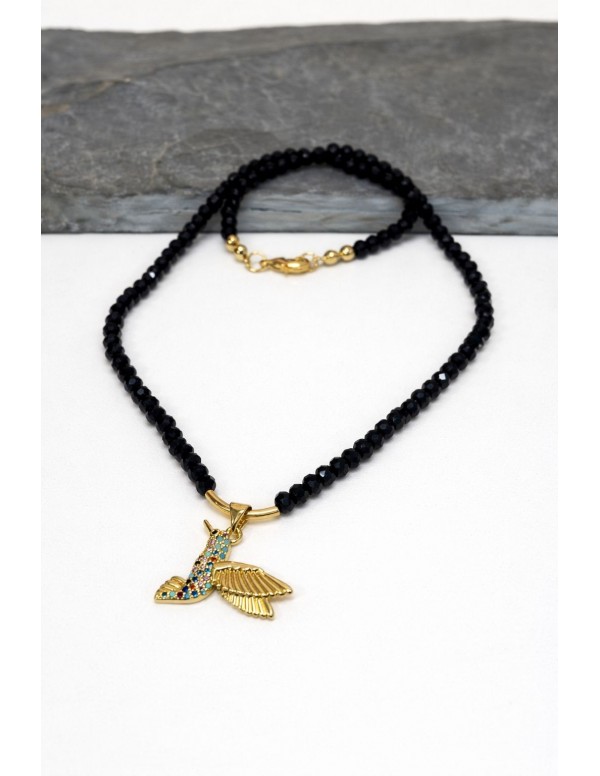 PULSERA BAÑADA EN ORO CRISTALES NEGROS