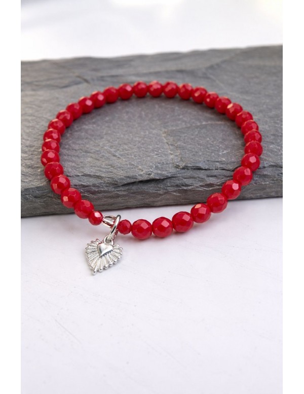 PULSERA BAÑADA EN PLATA PIEDRAS ROJAS