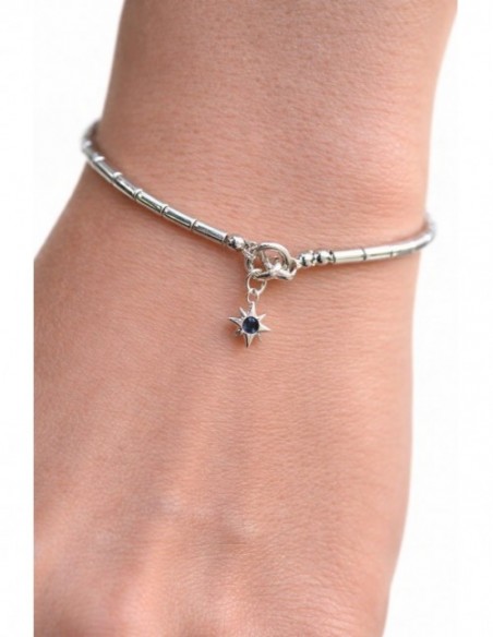 PULSERA BAÑADA EN PLATA CRISTAL AZUL
