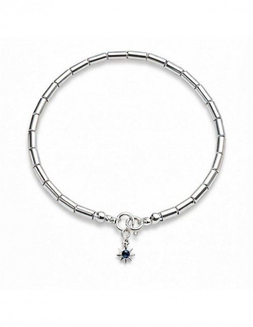 PULSERA BAÑADA EN PLATA CRISTAL AZUL