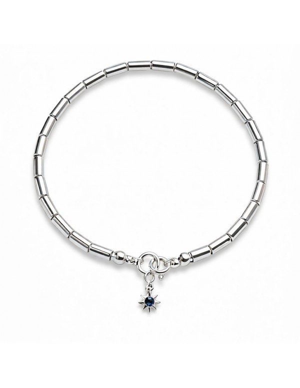 PULSERA BAÑADA EN PLATA CRISTAL AZUL