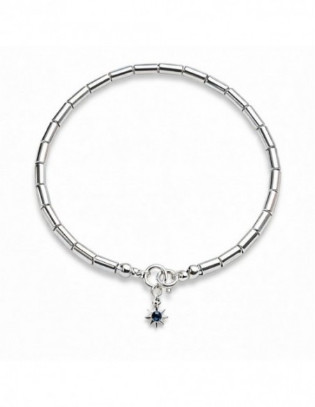 PULSERA BAÑADA EN PLATA CRISTAL AZUL