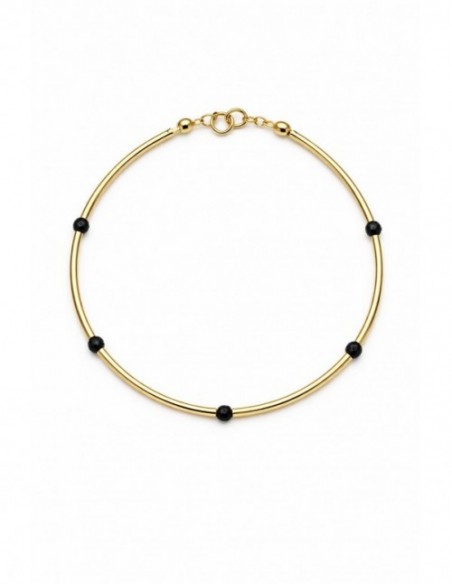 PULSERA BAÑADA EN ORO CRISTAL NEGRO