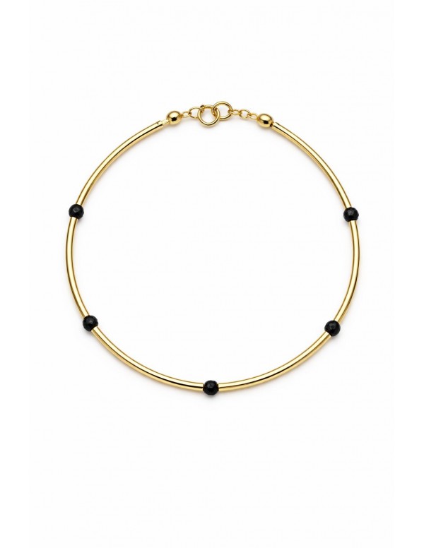 PULSERA BAÑADA EN ORO CRISTAL NEGRO