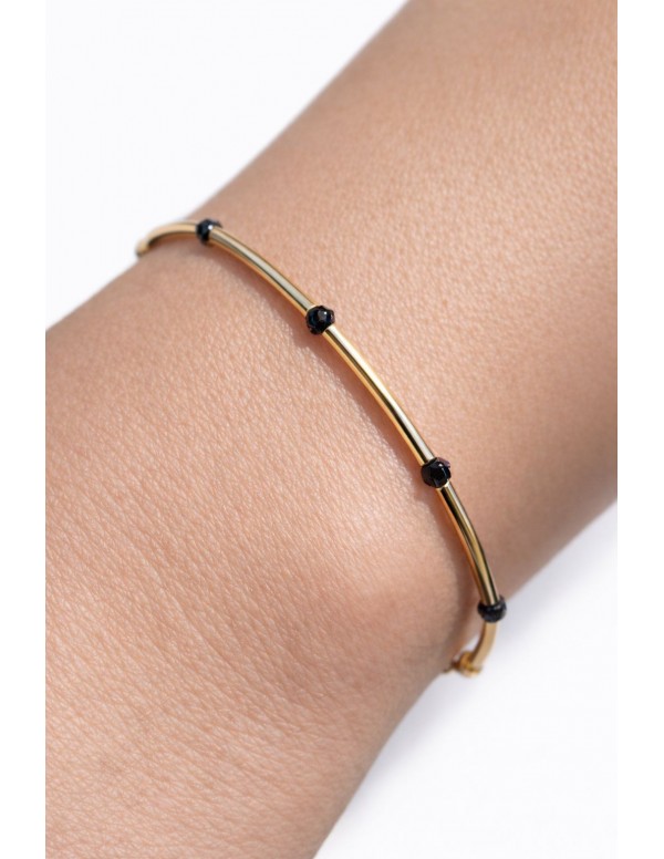 PULSERA BAÑADA EN ORO CRISTAL NEGRO