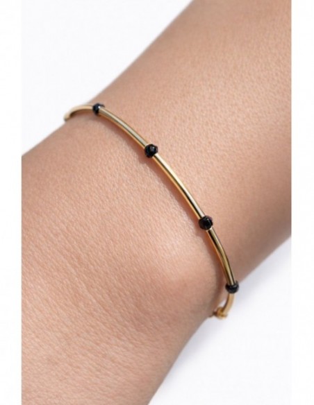 PULSERA BAÑADA EN ORO CRISTAL NEGRO