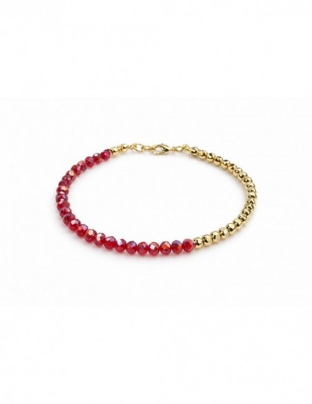 PULSERA BAÑADA EN ORO CRISTALES ROJOS