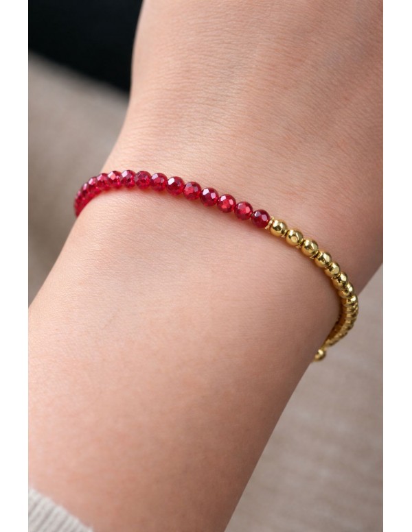 PULSERA BAÑADA EN ORO CRISTALES ROJOS