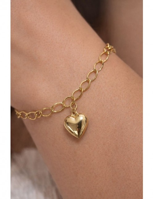PULSERA BAÑADA EN ORO CORAZON 2
