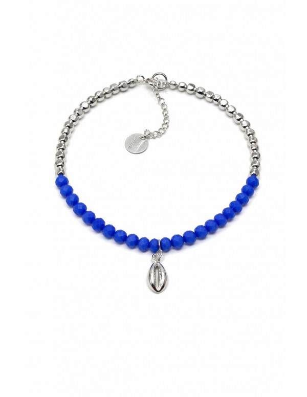 PULSERA BAÑADA EN PLATA CRISTALES AZULES