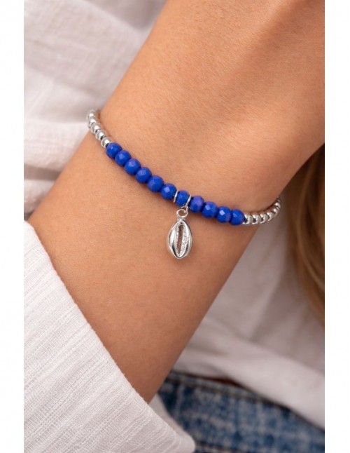 PULSERA BAÑADA EN PLATA CRISTALES AZULES 2