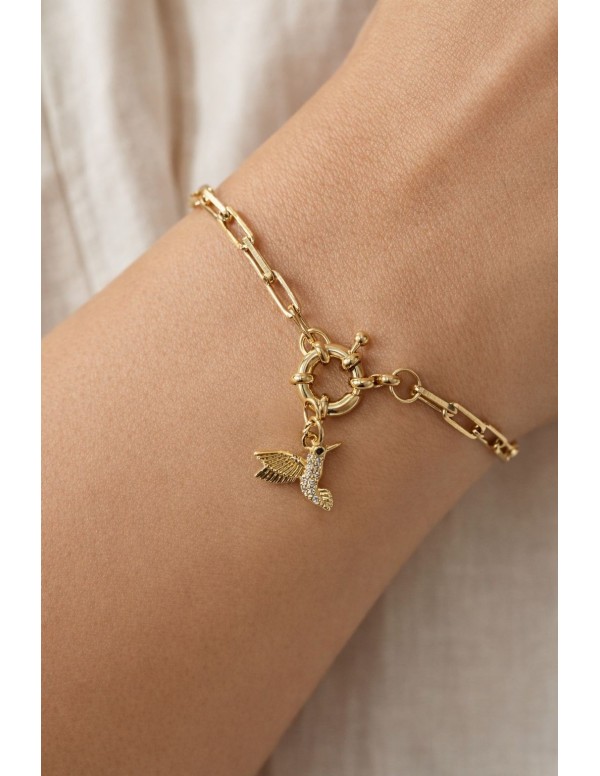 PULSERA BAÑADA EN ORO COLIBRI