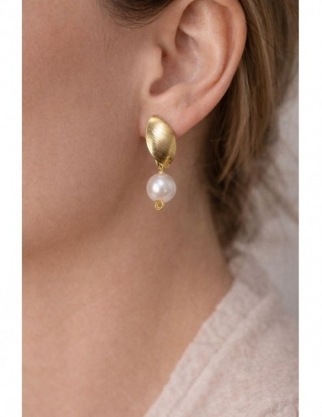 AROS BAÑADOS EN ORO PERLA BLANCA