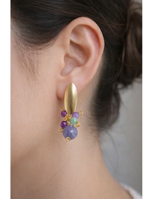 AROS BAÑADOS EN ORO PIEDRAS AGATAS