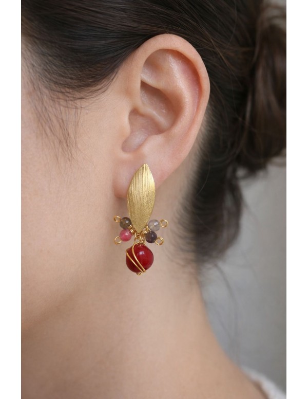 AROS BAÑADOS EN ORO PIEDRAS AGATAS