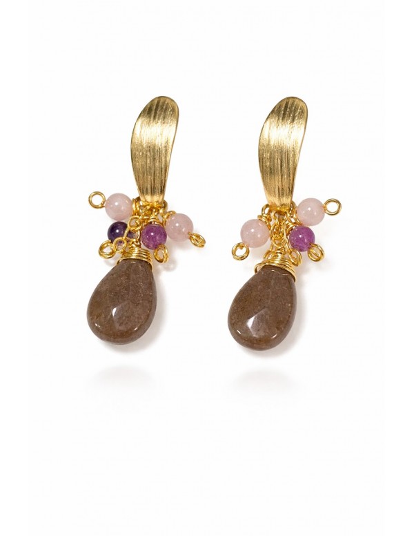 AROS BAÑADOS EN ORO PIEDRA NATURALES