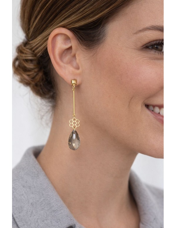 AROS BAÑADOS EN ORO CRISTAL GRIS