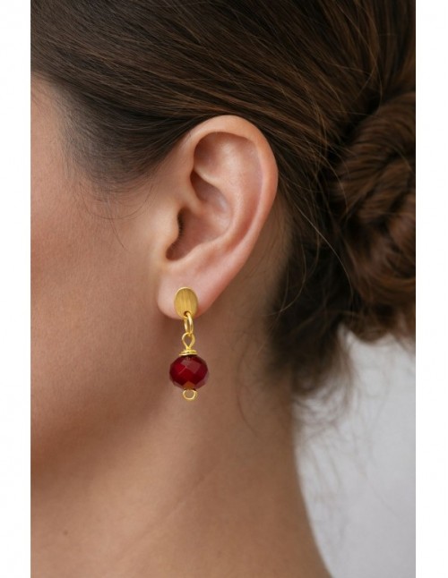 AROS BAÑADOS EN ORO PIEDRA ROJA 2