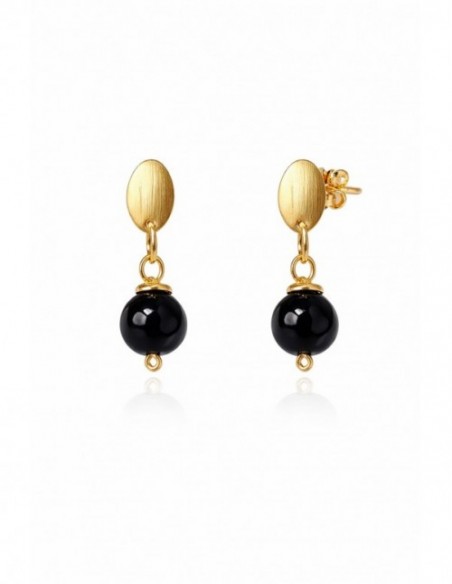 AROS BAÑADOS EN ORO  PIEDRA NEGRA