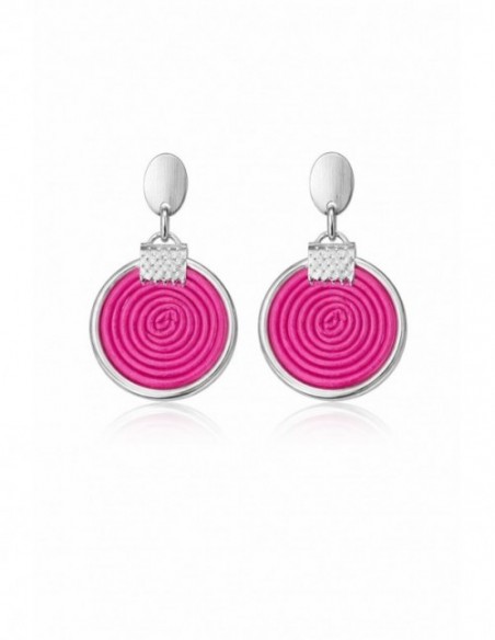 AROS BAÑADOS EN PLATA GAMUZA SINTETICA ROSADA