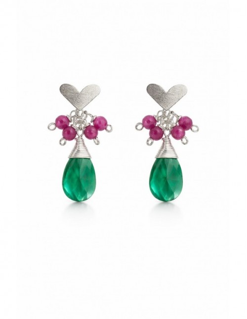 AROS BAÑADOS EN PLATA PIEDRA VERDE